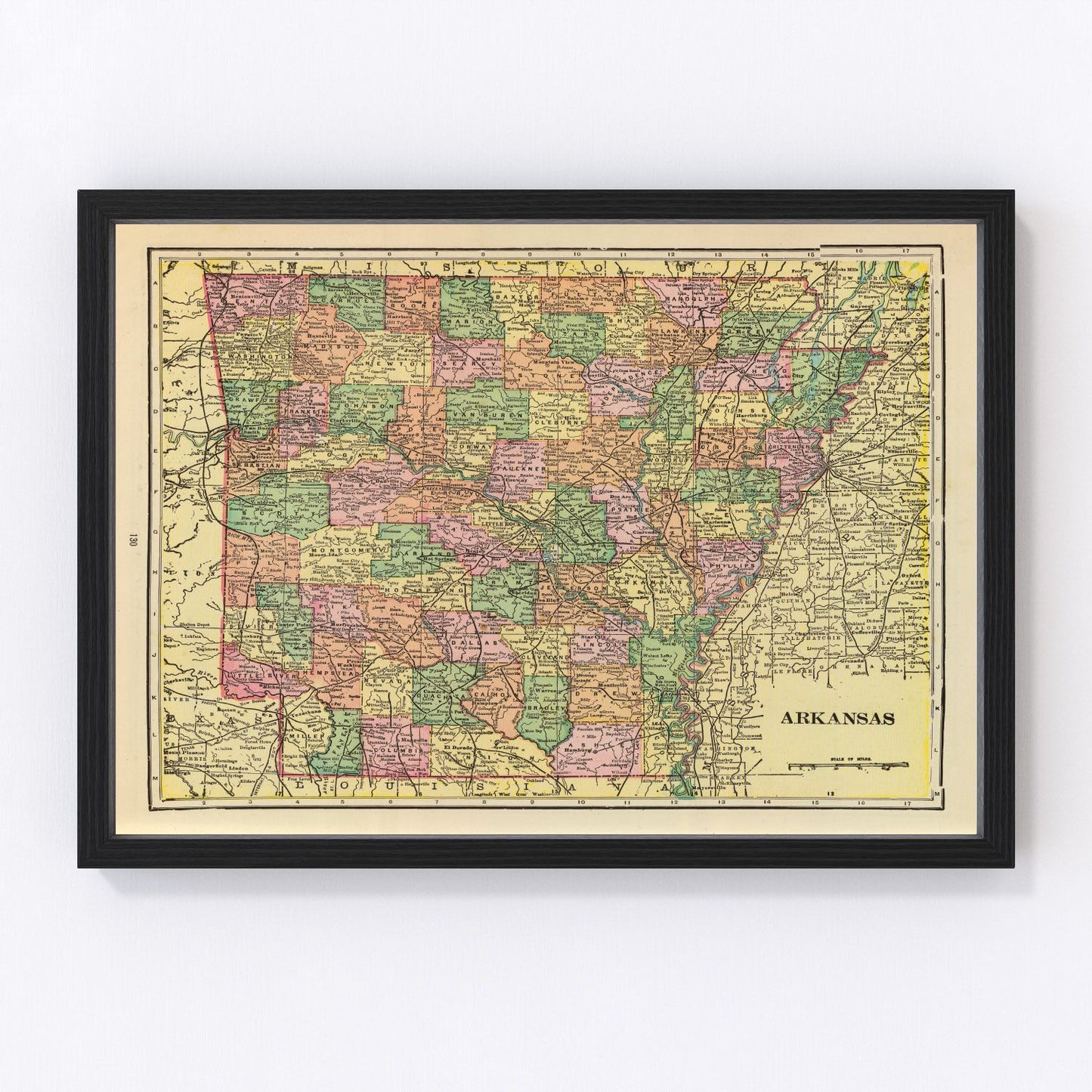 Vintage Map of Arkansas 1909