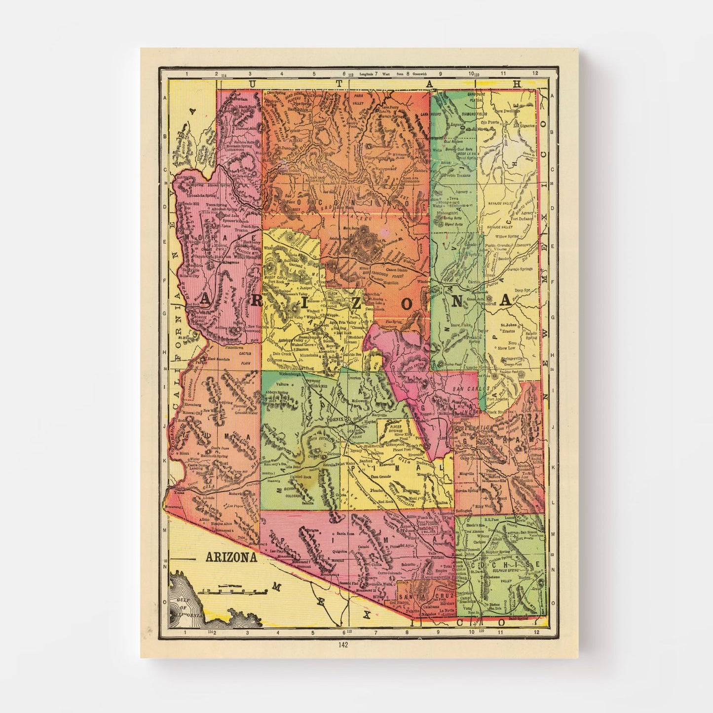Vintage Map of Arizona 1909