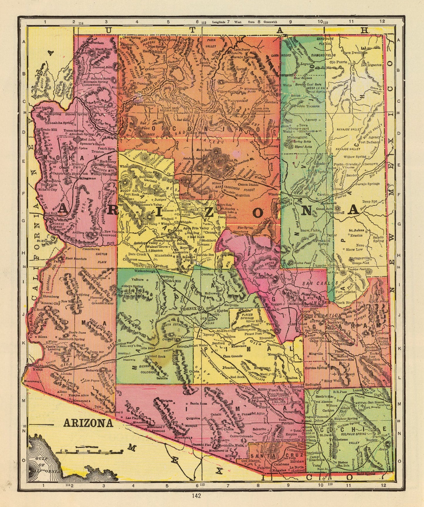 Vintage Map of Arizona 1909