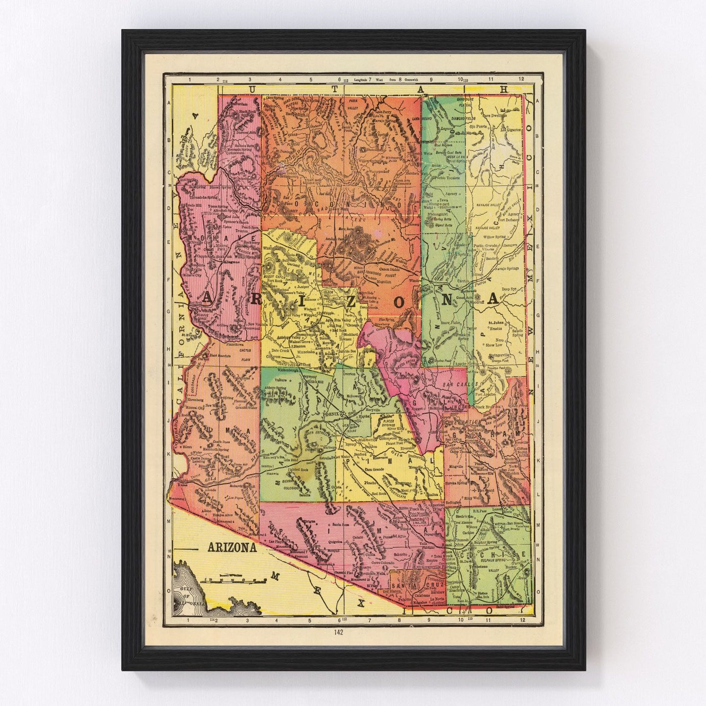 Vintage Map of Arizona 1909