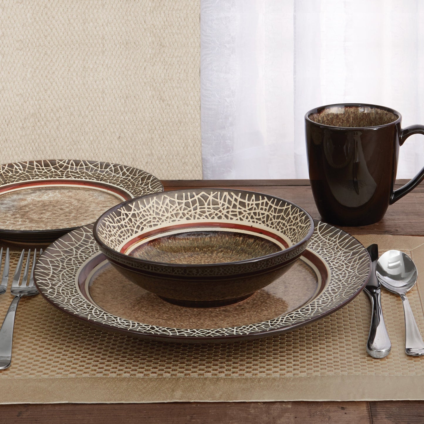 MARKHAM 16PC DINNER SET DP 11" SP 8.5" BOWL 8.25" MUG 13oz 32oz BOWL