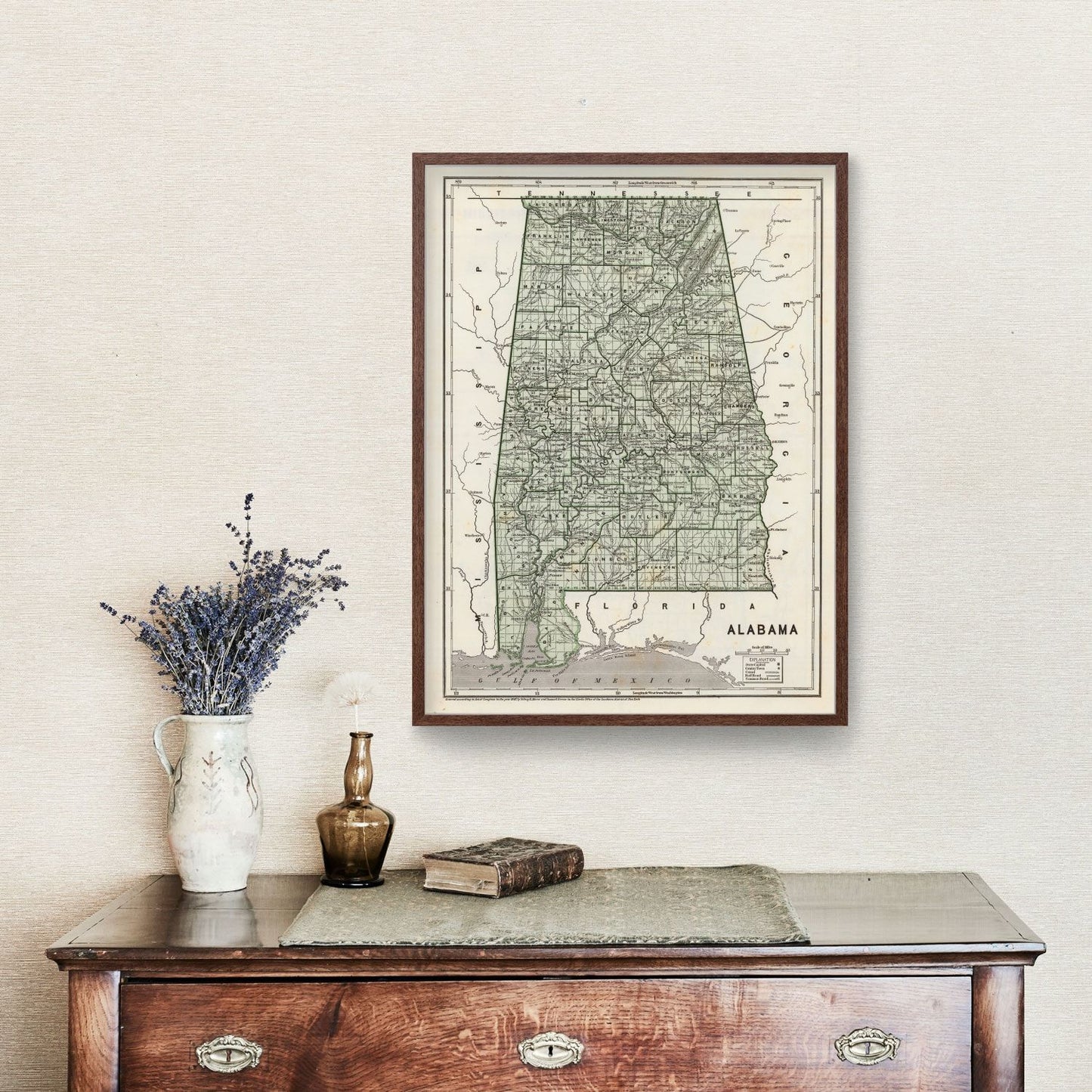 Vintage Map of Alabama 1842