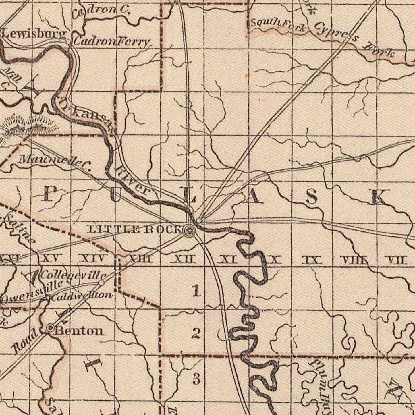 Vintage Map of Arkansas 1842