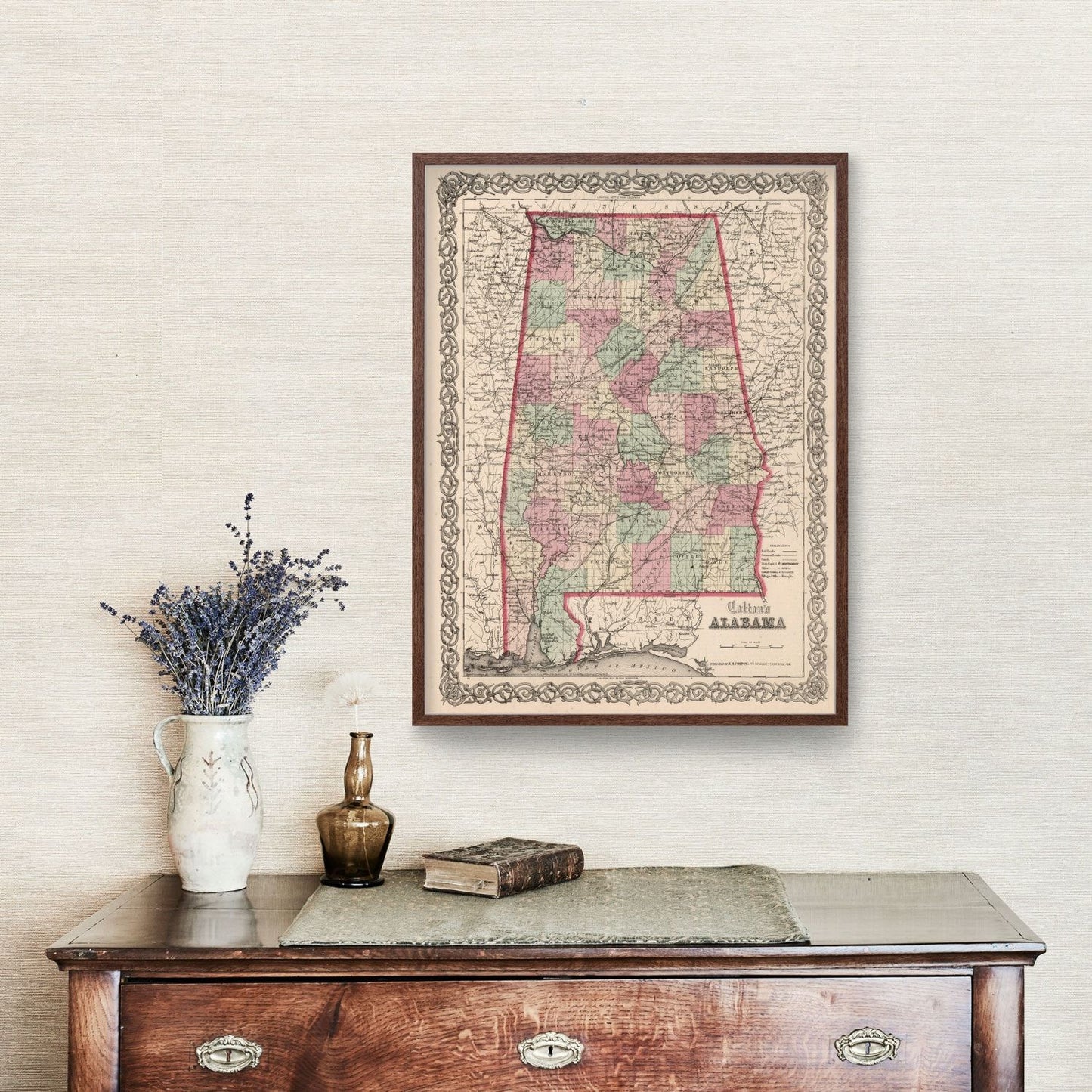 Vintage Map of Alabama 1861