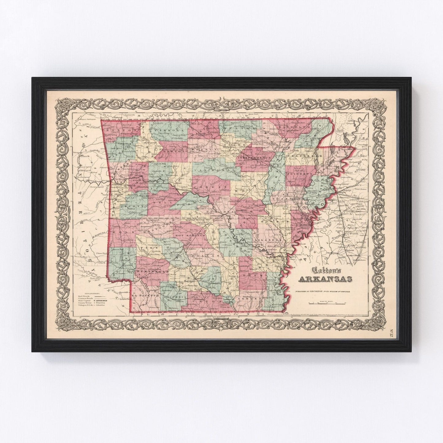 Vintage Map of Arkansas 1861