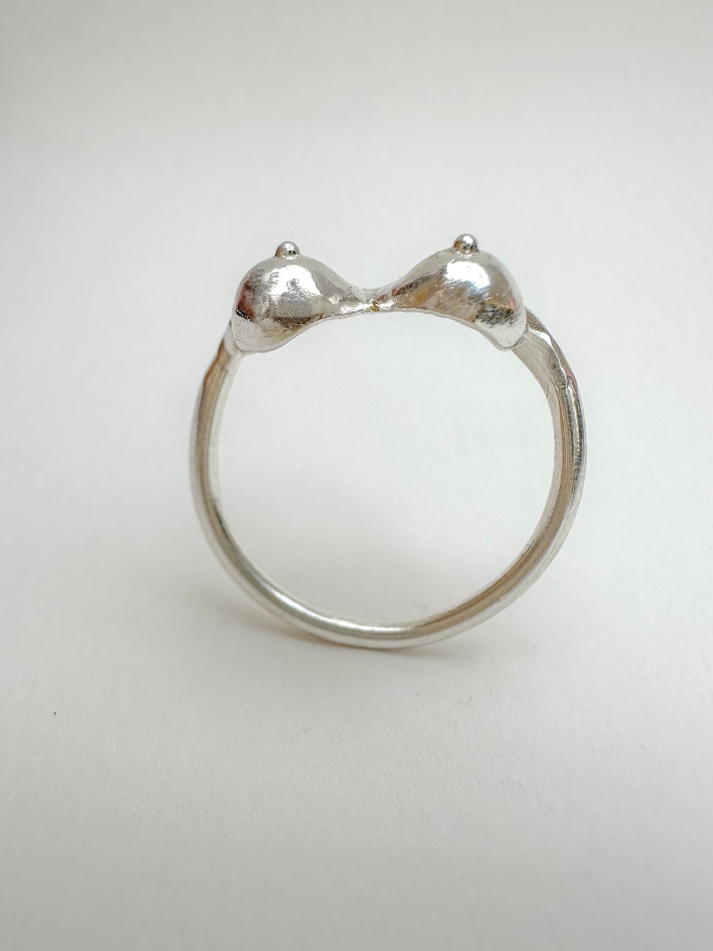 Breastful Bling, Silver boob ring, breast cancer awareness ring, Titty Trinket, Mammary Magic ring.