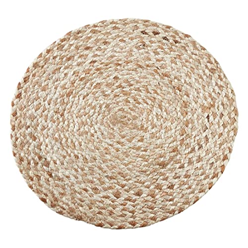 Fennco Styles 100% Jute Woven Design Farmhouse Placemats 16 Inch Round, Set of 4 - Natural Braided Table Mats for Home, Dining Room, Banquets, Family Gathering and Special Occasion