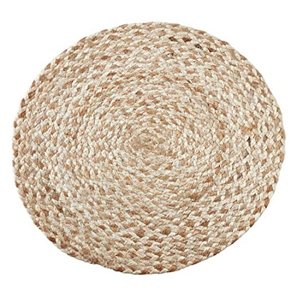 Fennco Styles 100% Jute Woven Design Farmhouse Placemats 16 Inch Round, Set of 4 - Natural Braided Table Mats for Home, Dining Room, Banquets, Family Gathering and Special Occasion