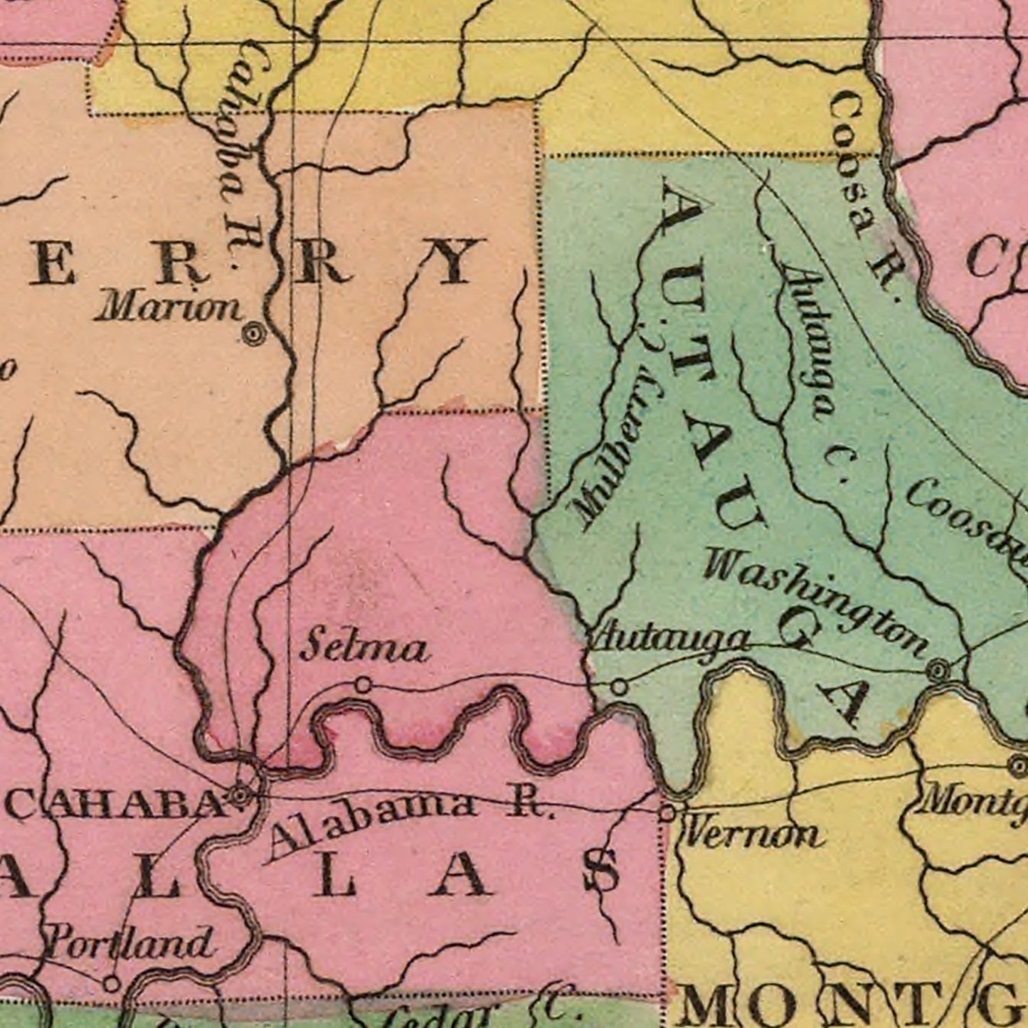 Vintage Map of Alabama 1824