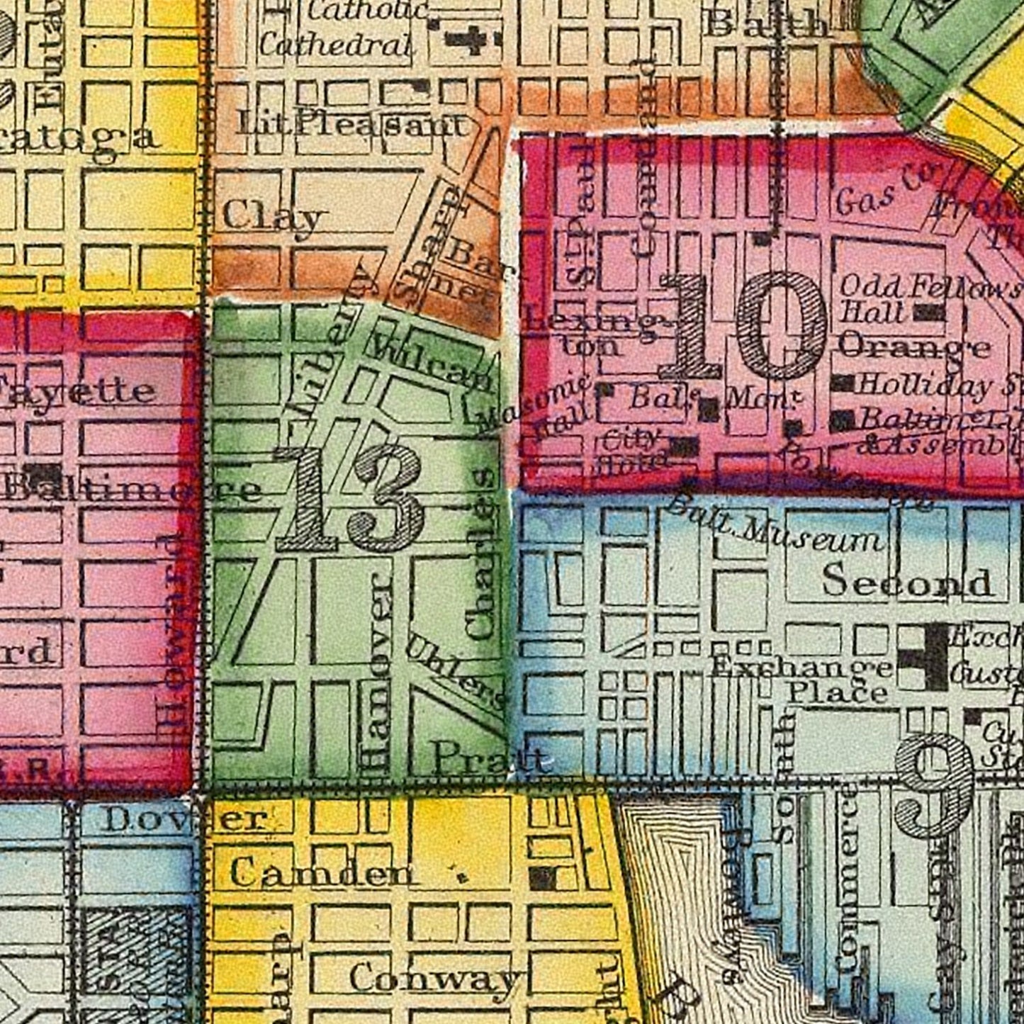 Vintage Map of Baltimore, Maryland 1860