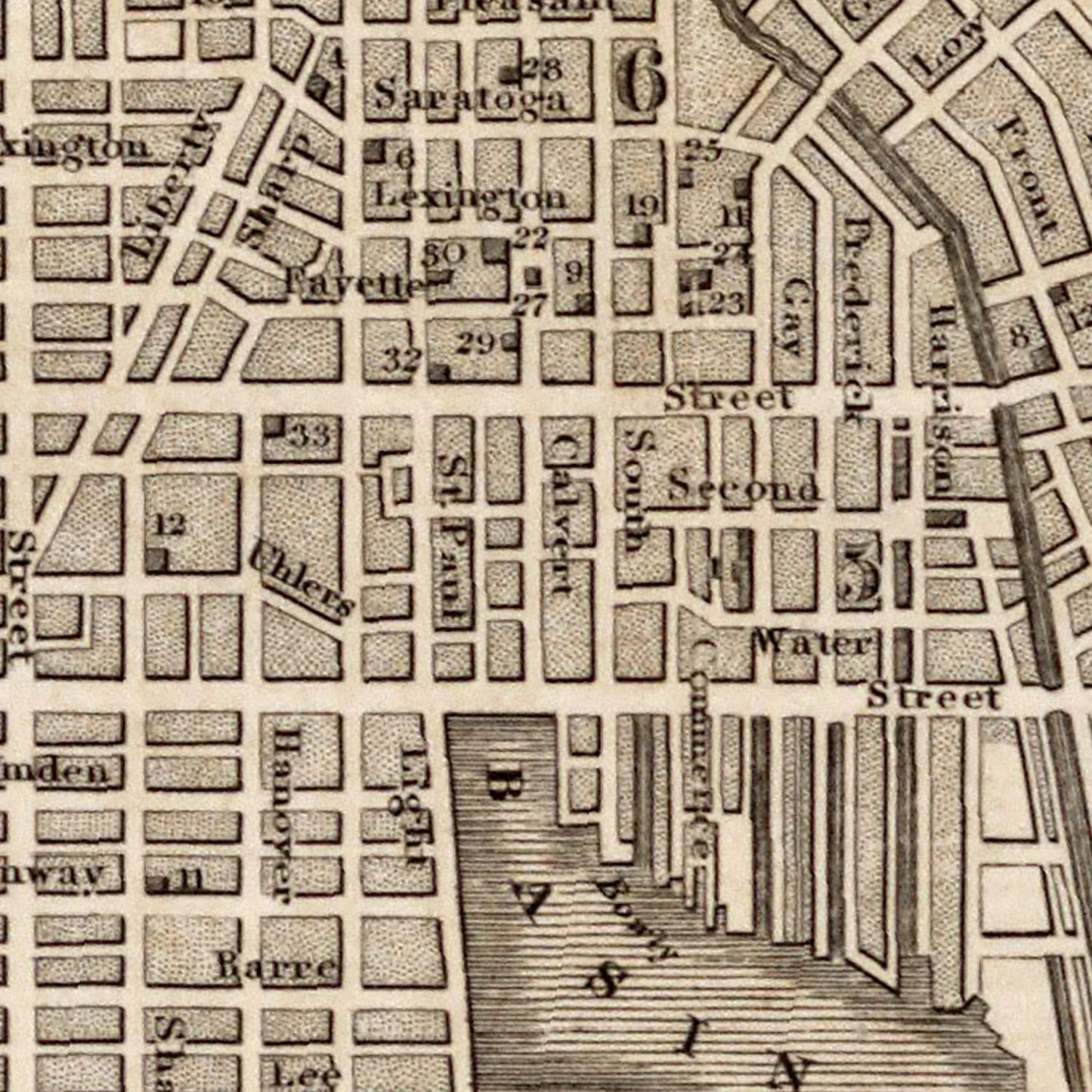Vintage Map of Baltimore, Maryland 1844