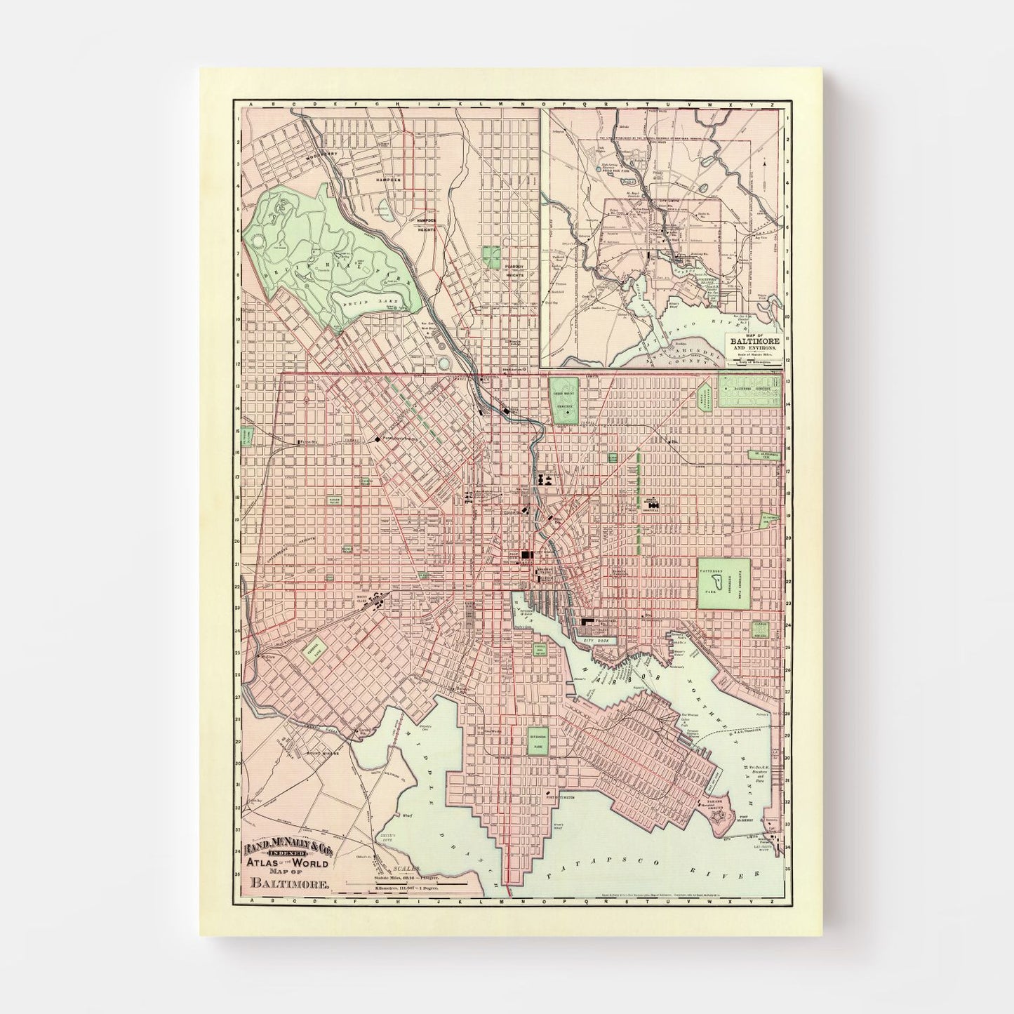 Vintage Map of Baltimore, Maryland 1897