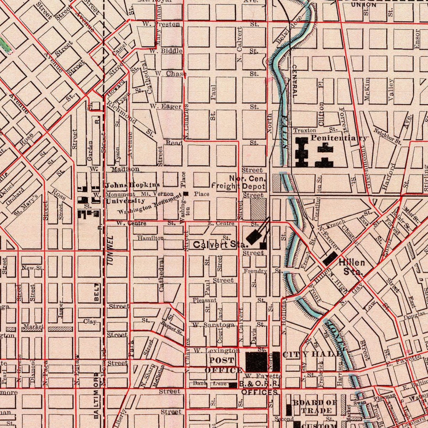 Vintage Map of Baltimore, Maryland 1897
