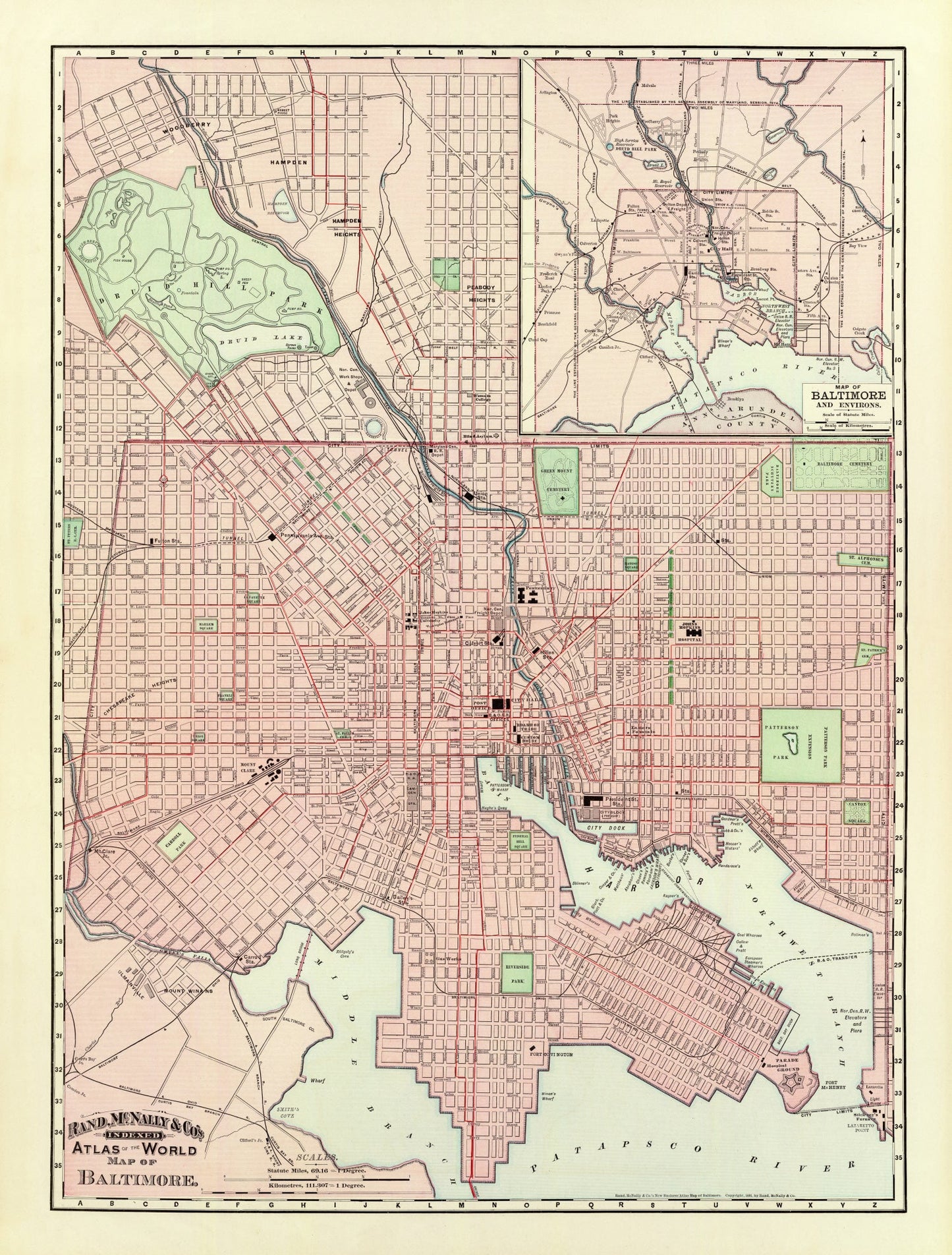 Vintage Map of Baltimore, Maryland 1897