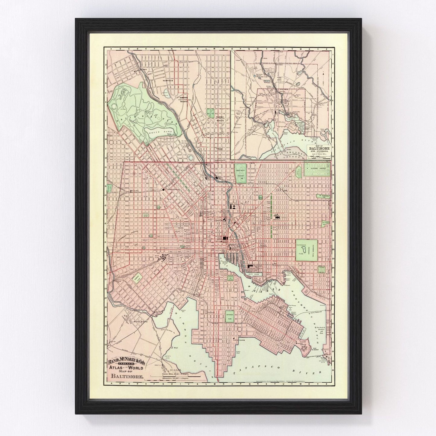 Vintage Map of Baltimore, Maryland 1897