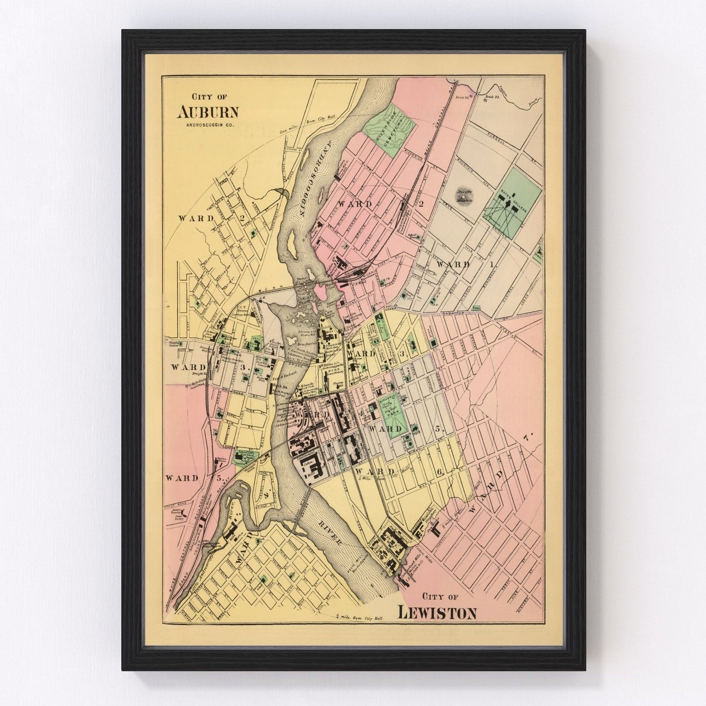 Vintage Map of Auburn, Maine 1894