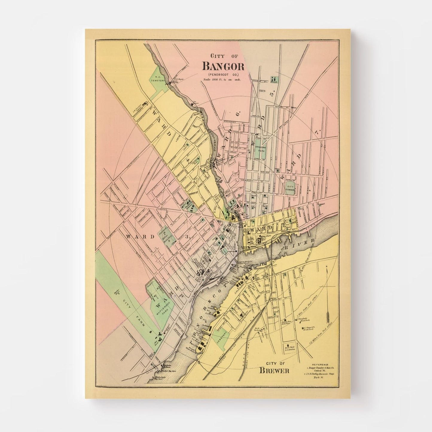Vintage Map of Bangor, Maine 1894