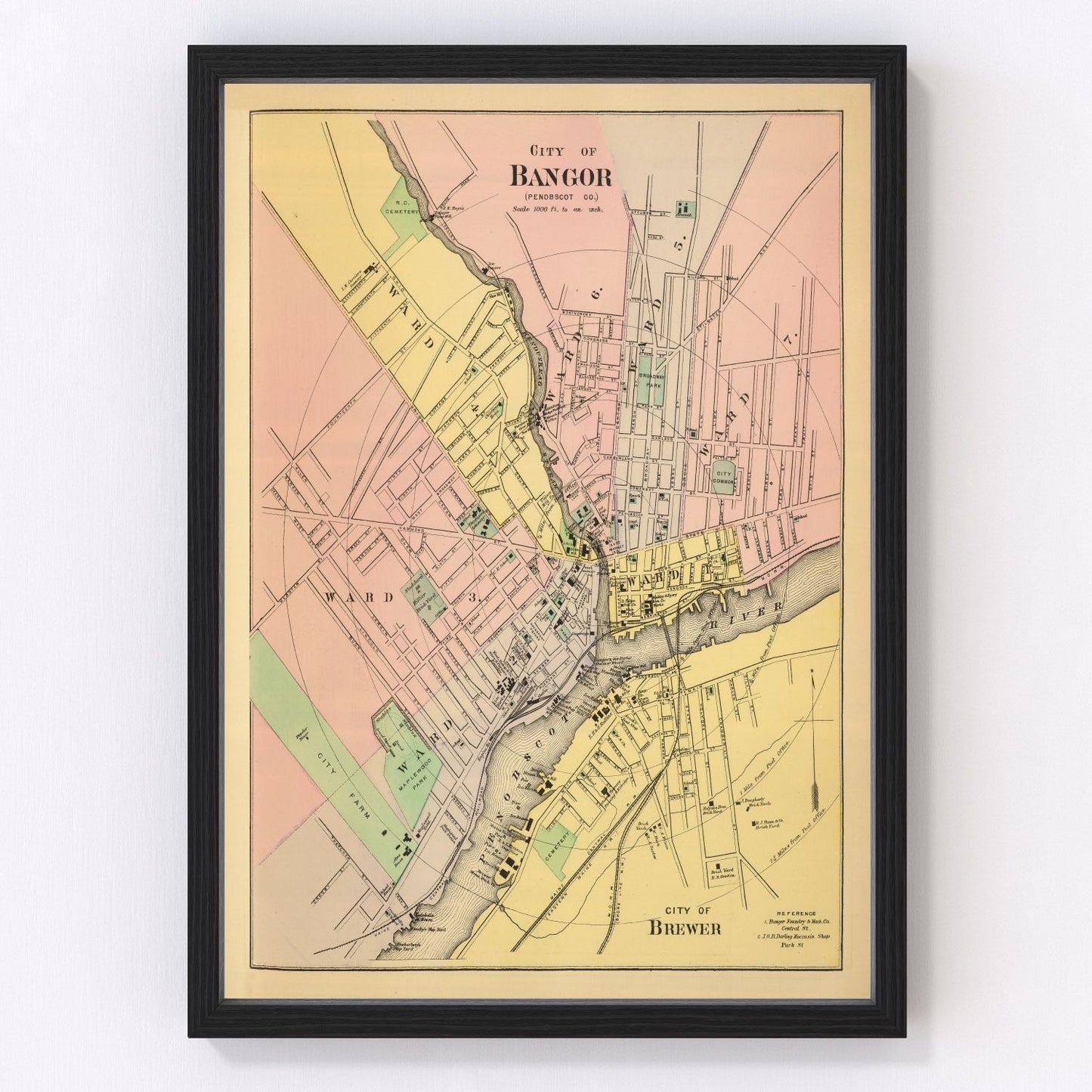 Vintage Map of Bangor, Maine 1894