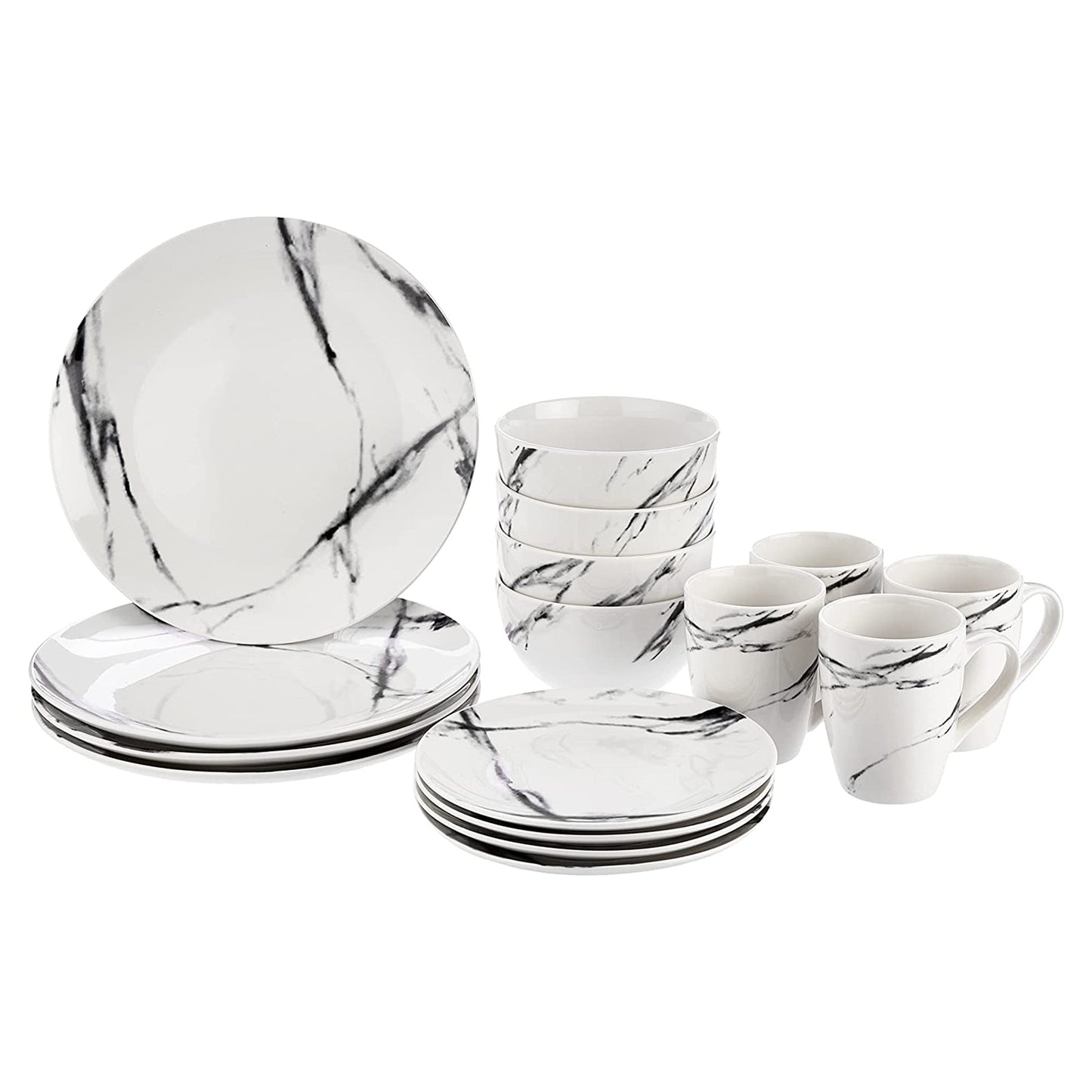 Marble Black 16-Piece Dinner Set