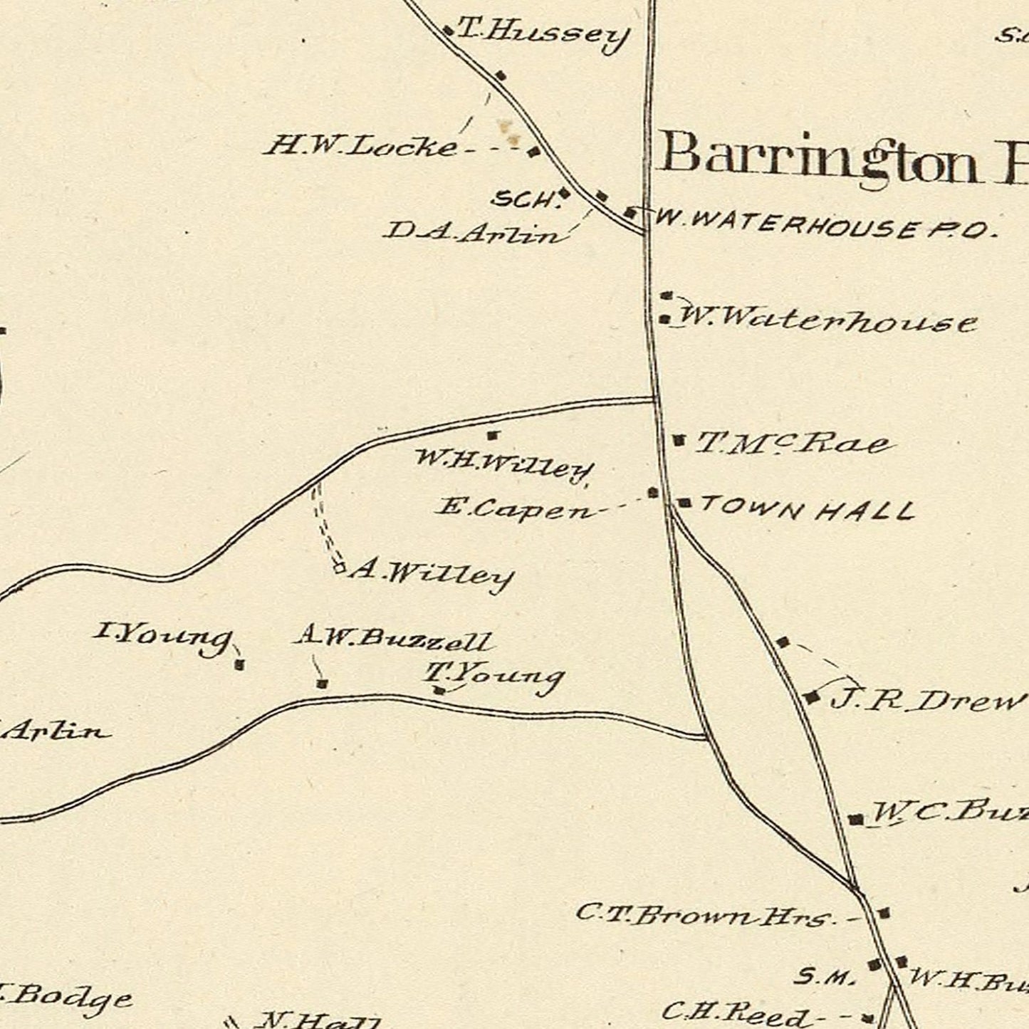 Vintage Map of Barrington, New Hampshire 1892