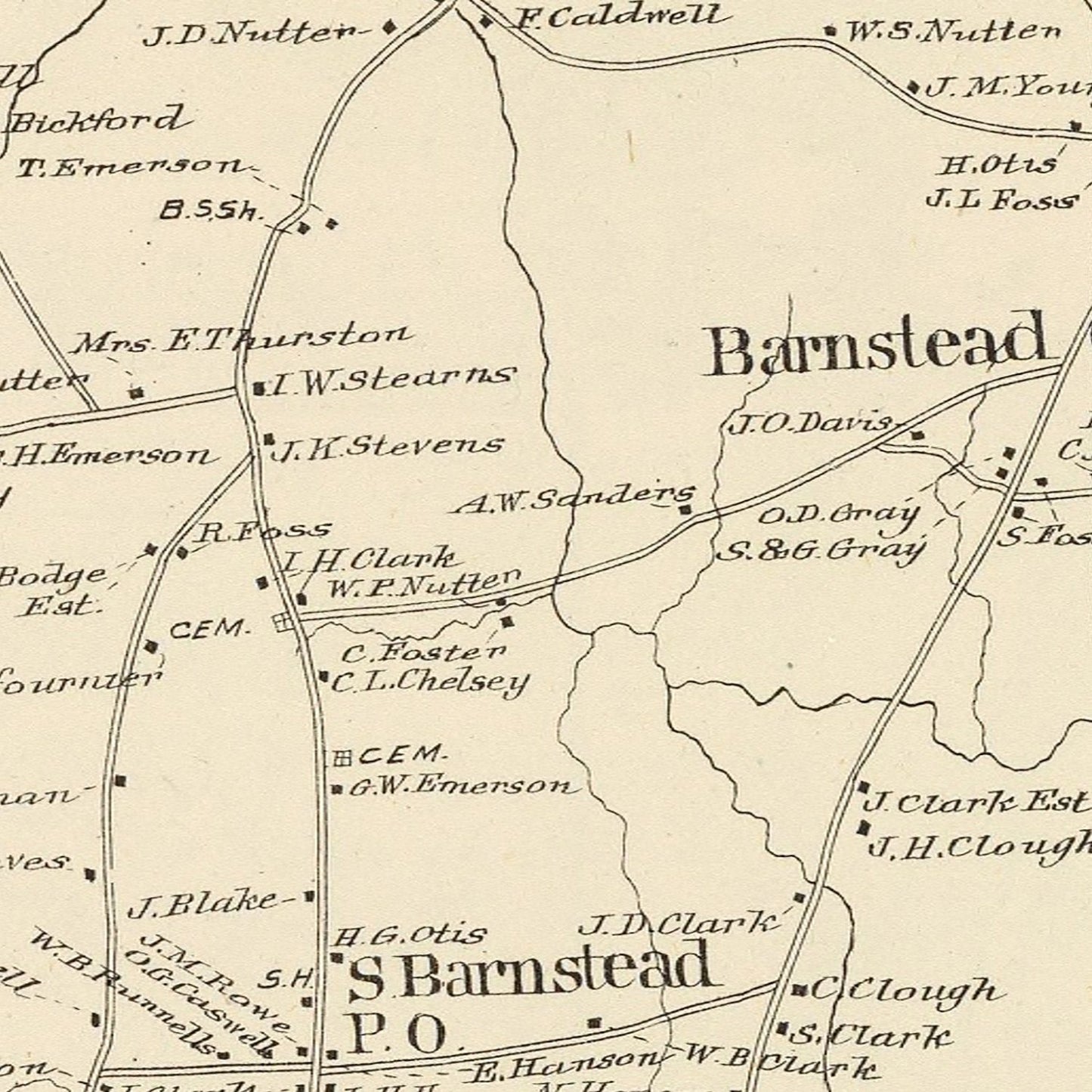 Vintage Map of Barnstead, New Hampshire 1892