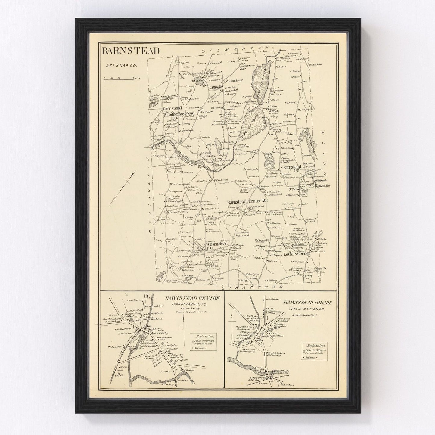 Vintage Map of Barnstead, New Hampshire 1892