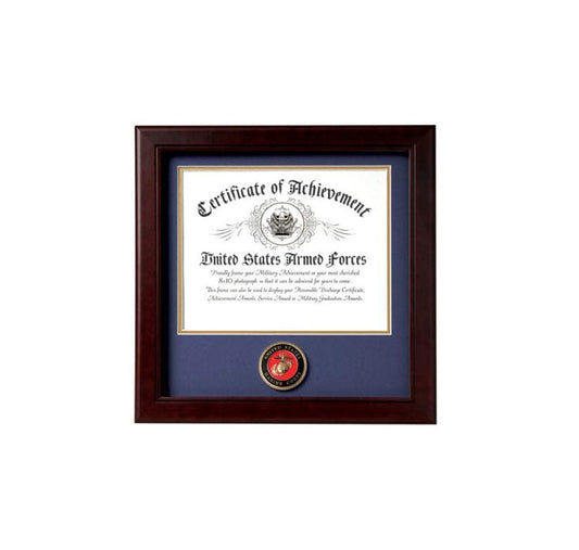 US Marine Corps Certificate of Achievement Picture Frame with Medallion - 8 x 10 Inch Opening