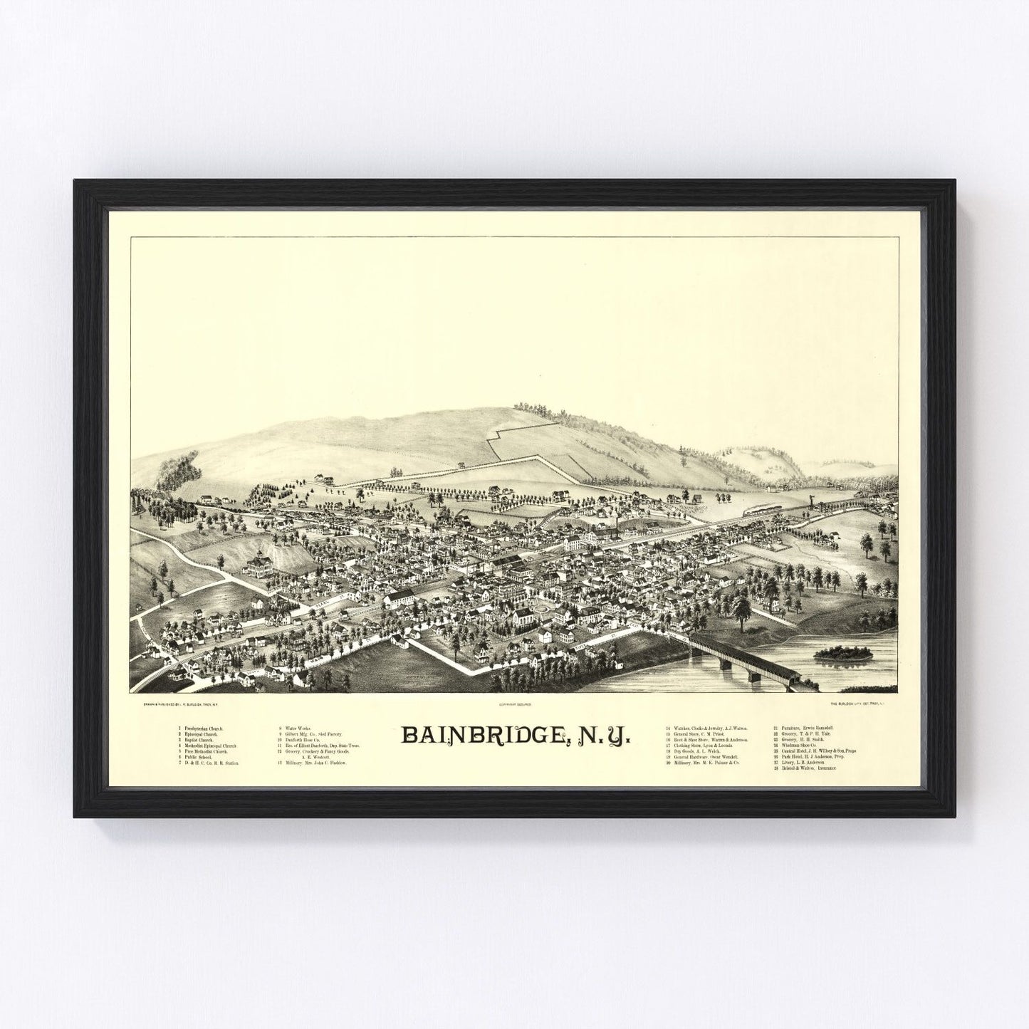 Vintage Map of Bainbridge, New York 1889