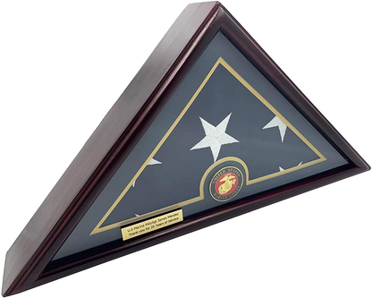 5x9 Burial/Funeral/Veteran Flag Elegant Display Case - Marine Medal