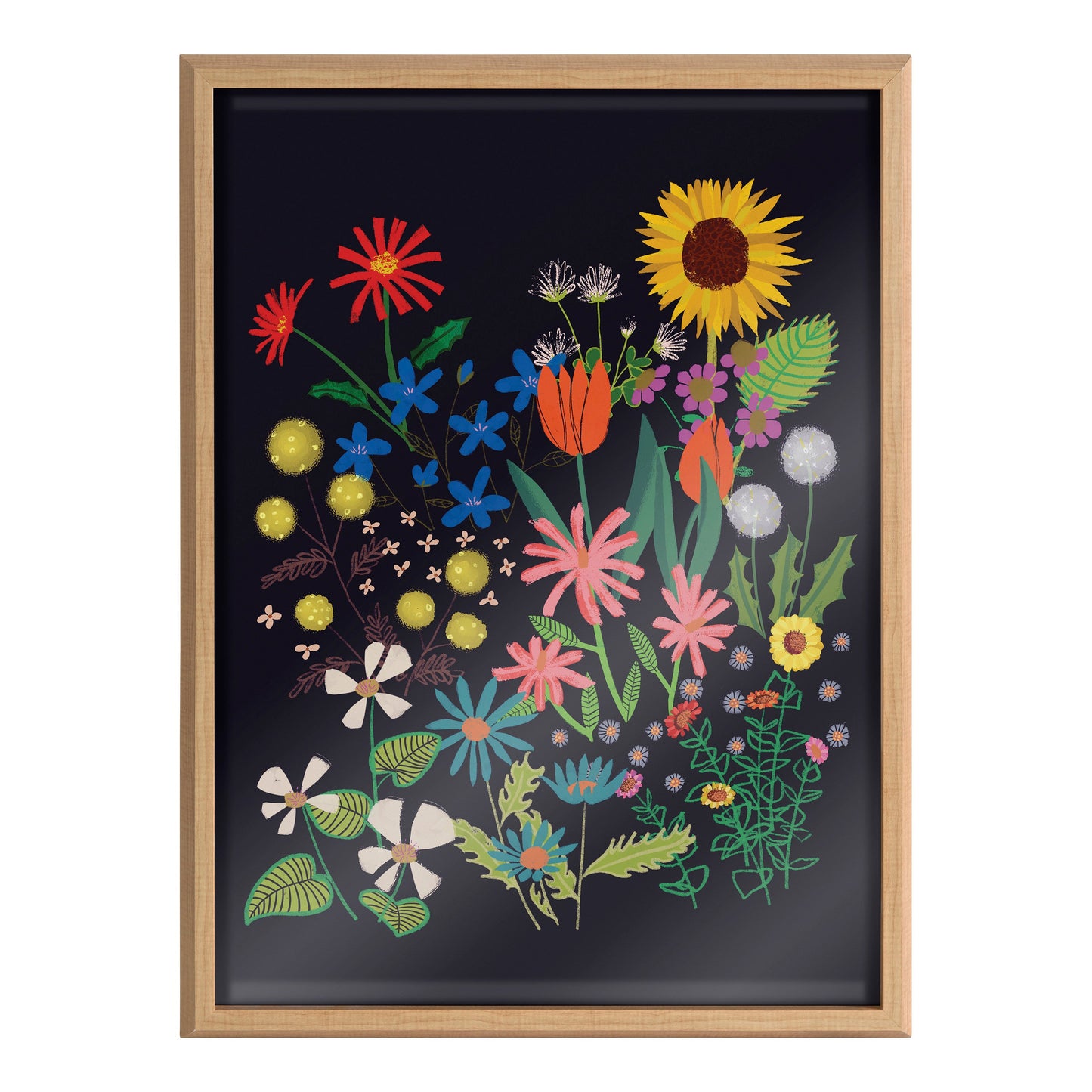 Blake Dark Flora Framed Printed Glass by Hannah Beisang