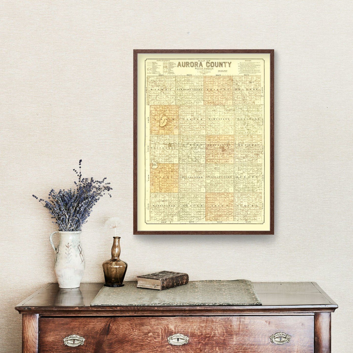 Vintage Map of Aurora County, South Dakota 1900