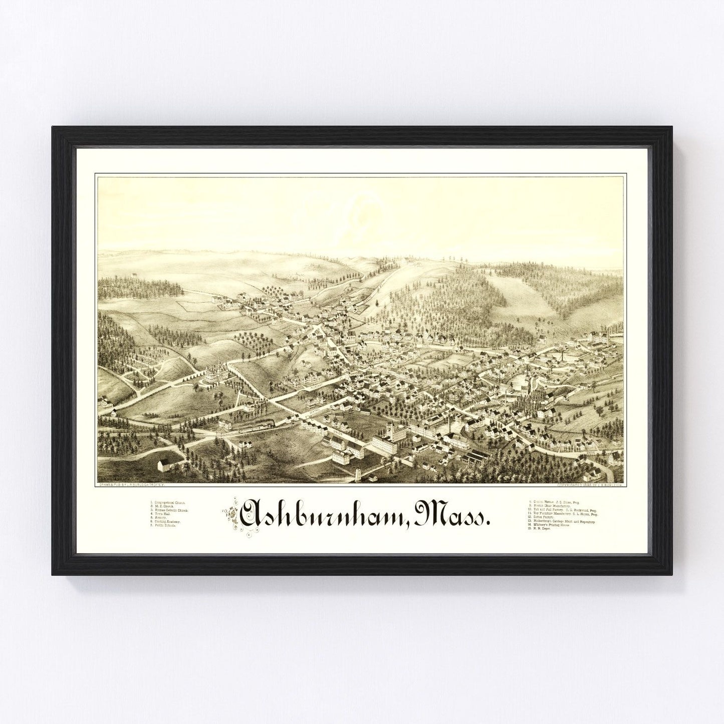 Vintage Map of Ashburnham, Massachusetts 1886