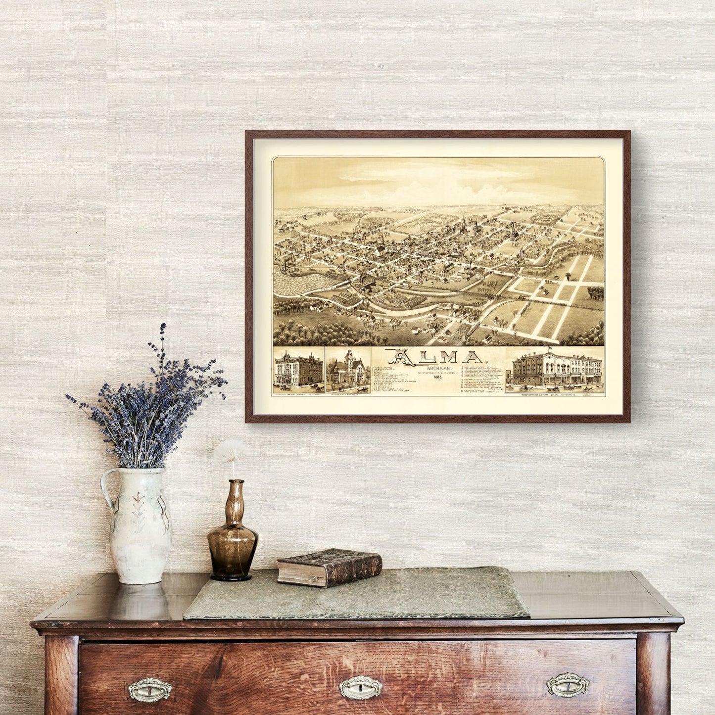 Vintage Map of Alma, Michigan 1885