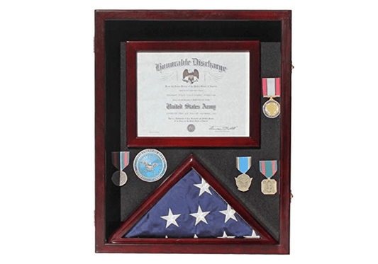 Military Shadow Box 3'X5' Flag Display Case, with Certificate Frame