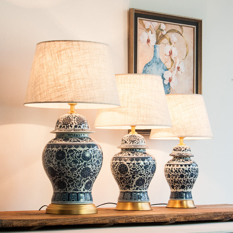 The Imperial Bloom: Blue & White Porcelain Table Lamp