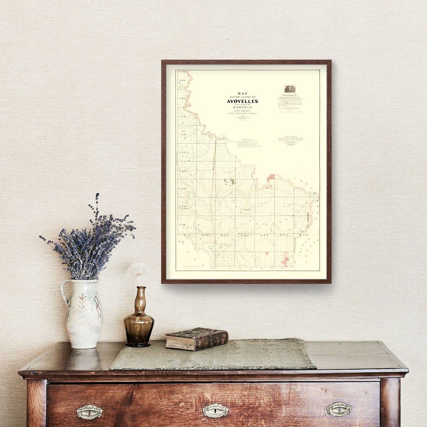 Vintage Map of Avoyelles Parish, Louisiana 1860