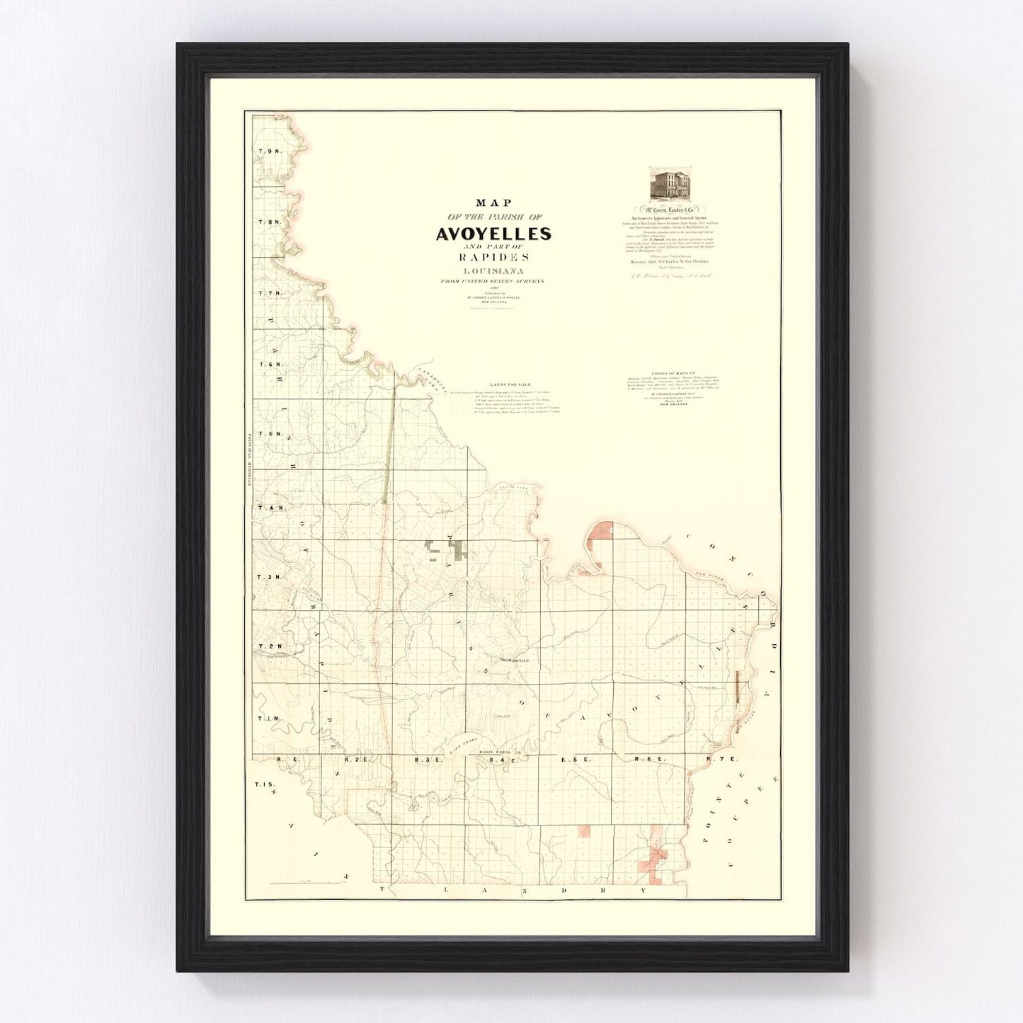 Vintage Map of Avoyelles Parish, Louisiana 1860