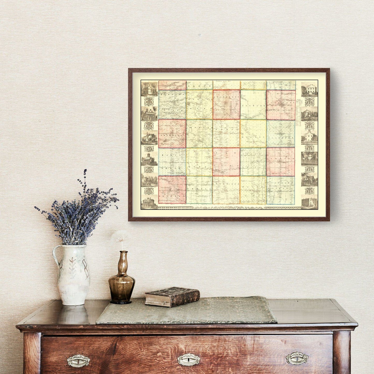 Vintage Map of Ashtabula County, Ohio 1856