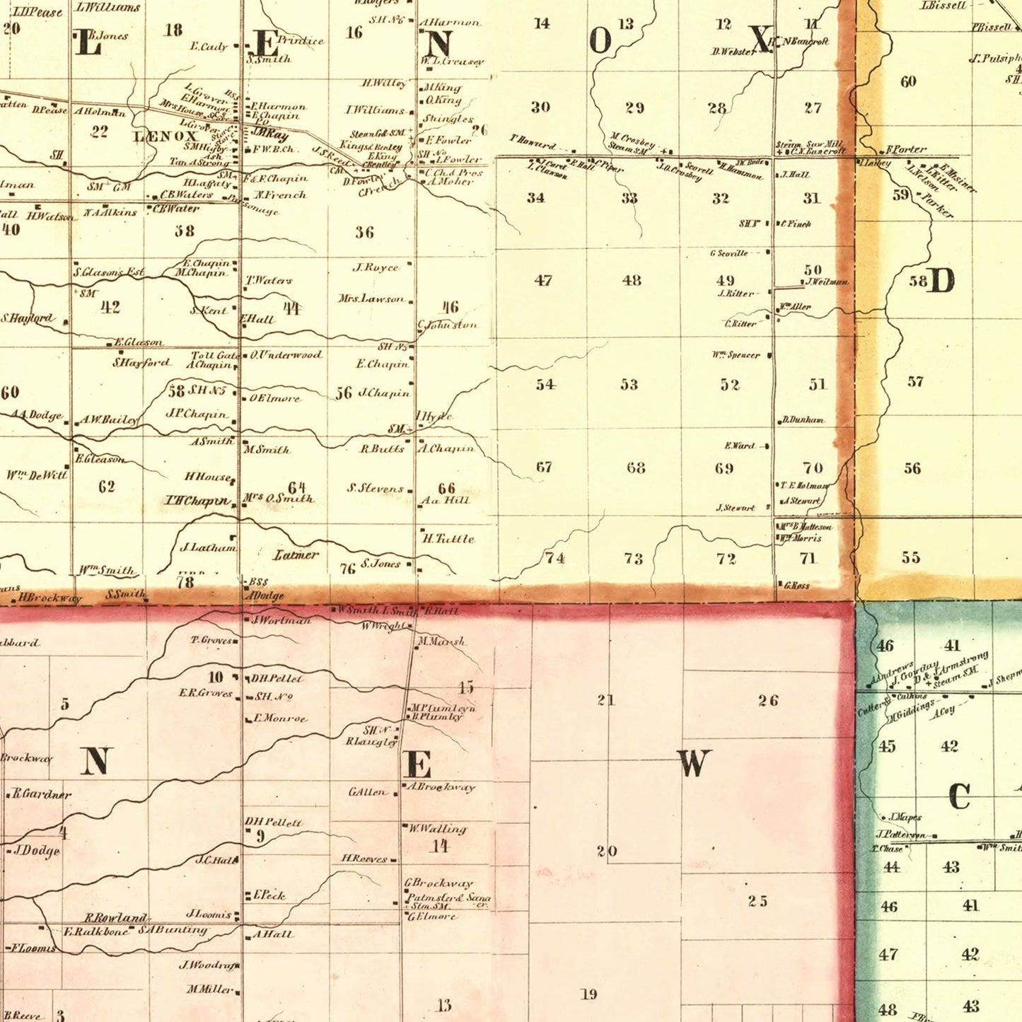 Vintage Map of Ashtabula County, Ohio 1856