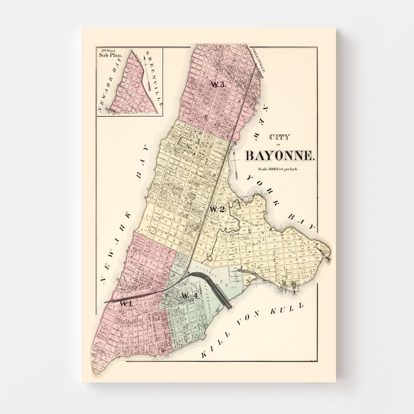 Vintage Map of Bayonne, New Jersey 1873