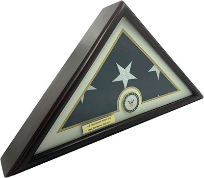 5X9 Burial/Funeral/Veteran Flag Elegant Display Case, 5X9 Solid Wood Case With Air Force Medal