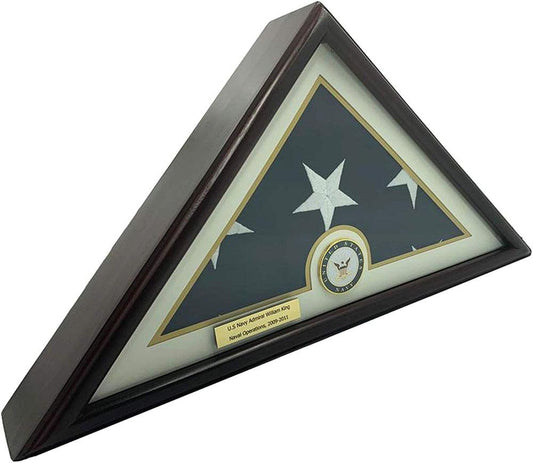 5X9 Burial/Funeral/Veteran Flag Elegant Display Case, 5X9 Solid Wood Case With Air Force Medal