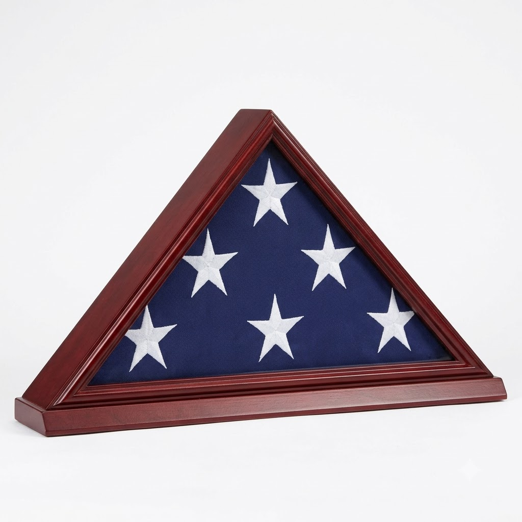 Solid Wood Elegant 5 x 9.5' Flag Display Case for Burial/Funeral/Veteran Flag