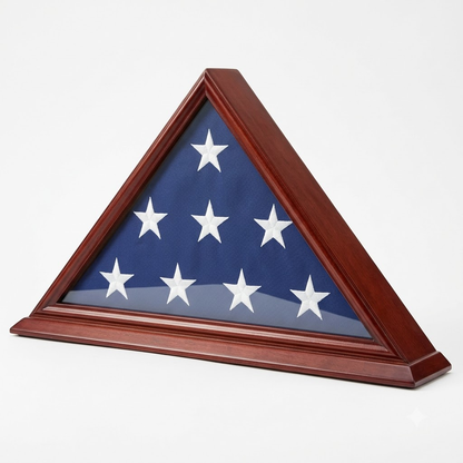 Solid Wood Elegant 5 x 9.5' Flag Display Case for Burial/Funeral/Veteran Flag - Cherry