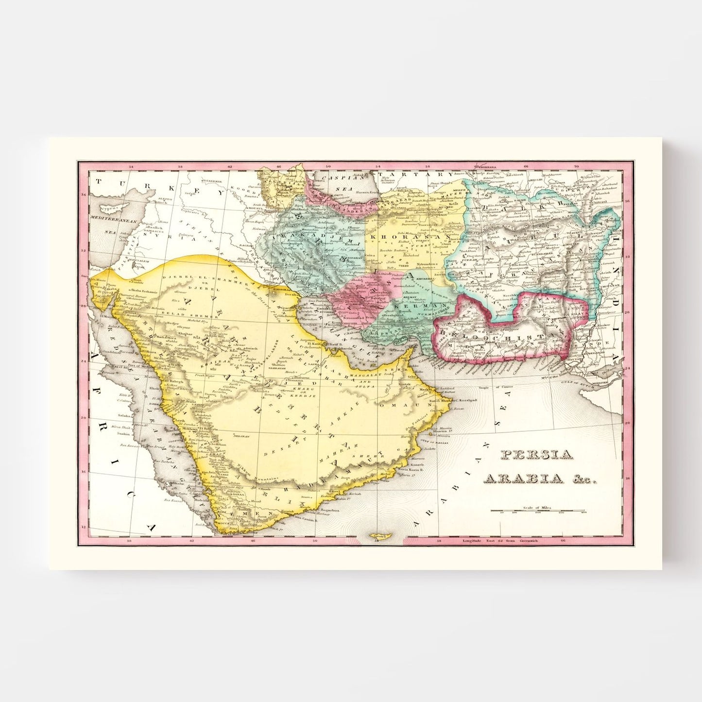 Vintage Map of Persia & Arabia 1836