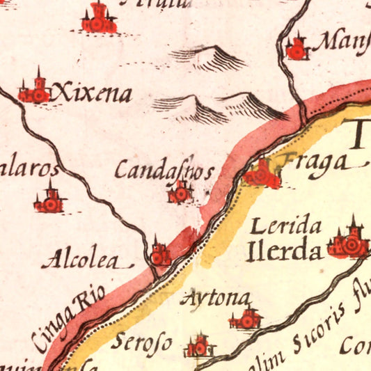 Vintage Map of Aragon & Catalonia Spain, 1623