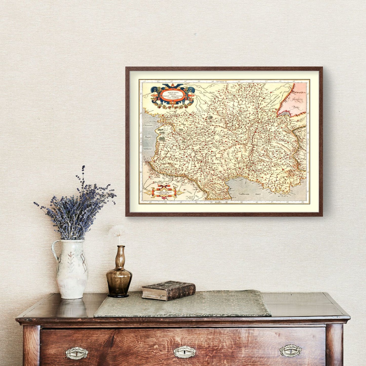 Vintage Map of Aquitaine France, 1623