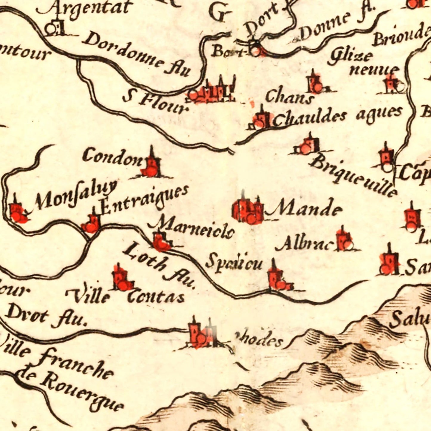 Vintage Map of Aquitaine France, 1623