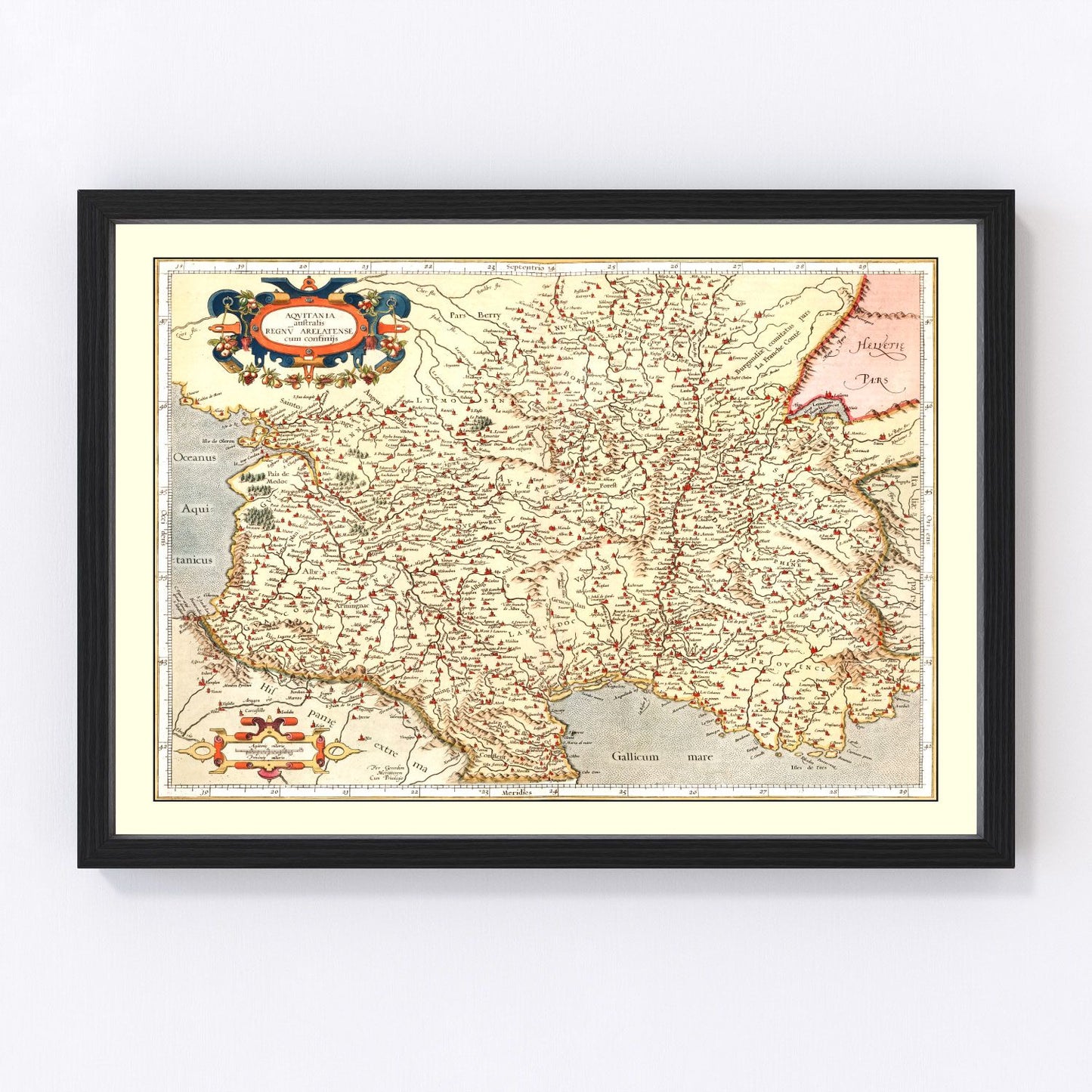 Vintage Map of Aquitaine France, 1623