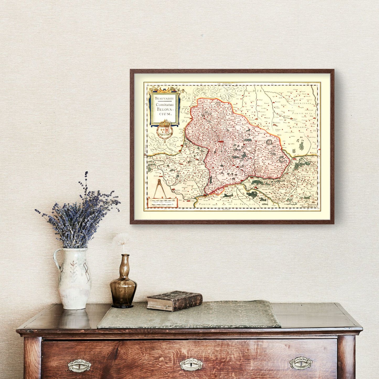 Vintage Map of Beauvais France, 1623